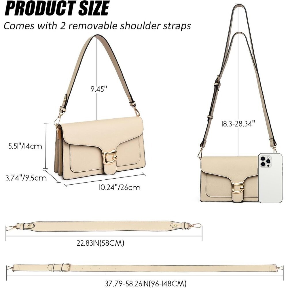 Women's Apricot Trendy Small Imported Leather Cross Body Bags - Picture 4 of 7